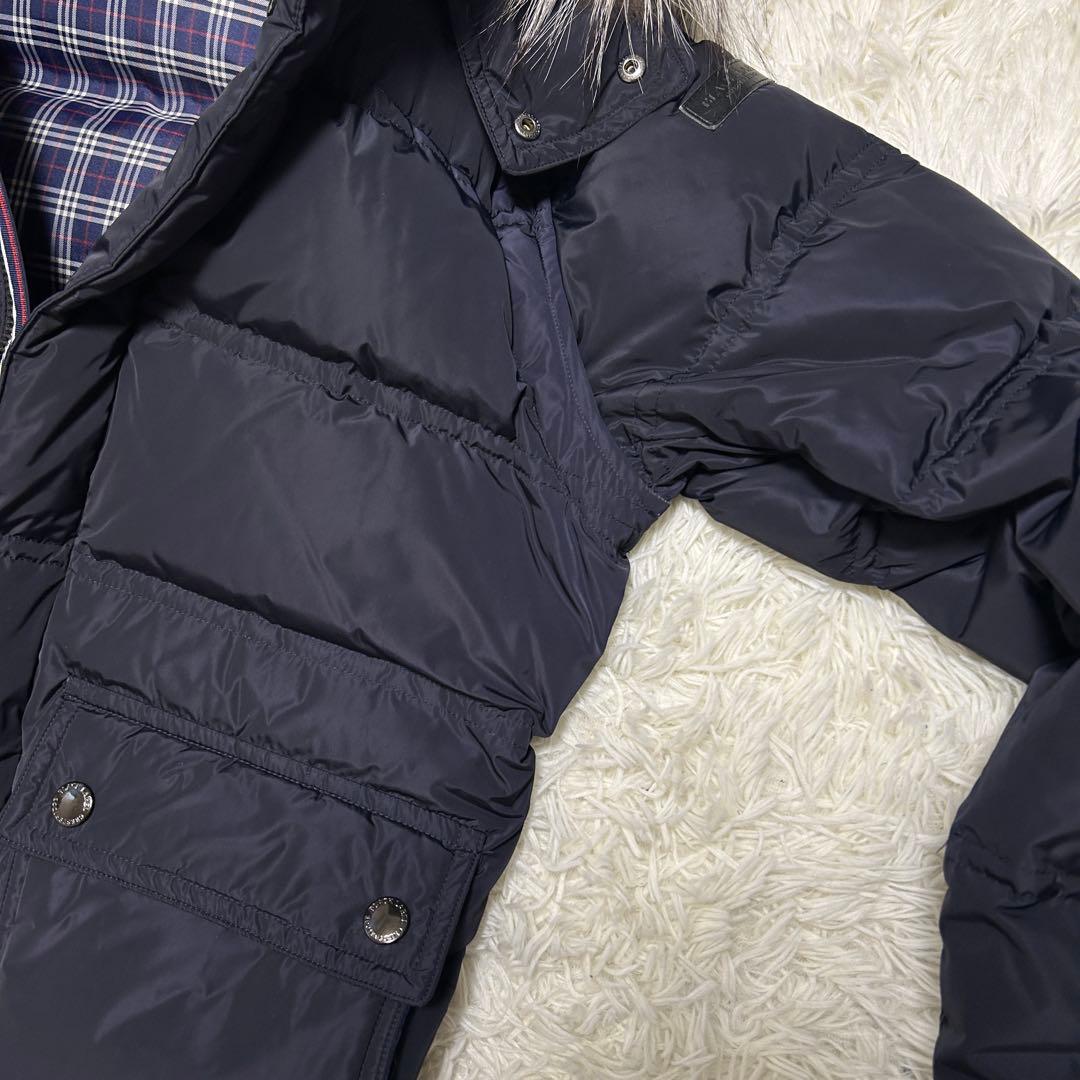 ブラックレーベルクレストブリッジ　ダウンジャケット　ベスト　ファー 紺　L