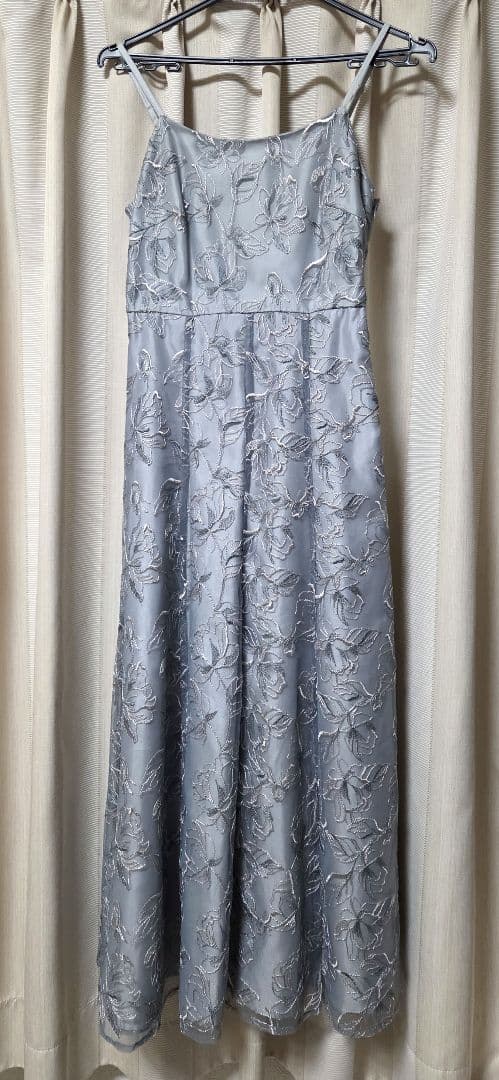 ブルーグレー 刺繍 ワンピース　ドレス　２点セット（ボレロ付き）