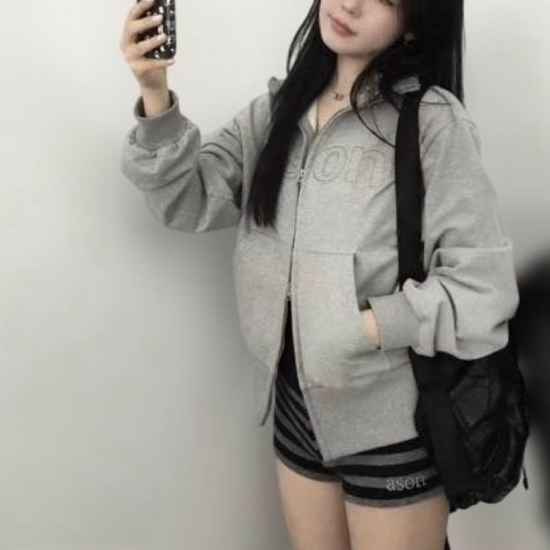 ason as\"on アズオン フルジップ パーカー グレー