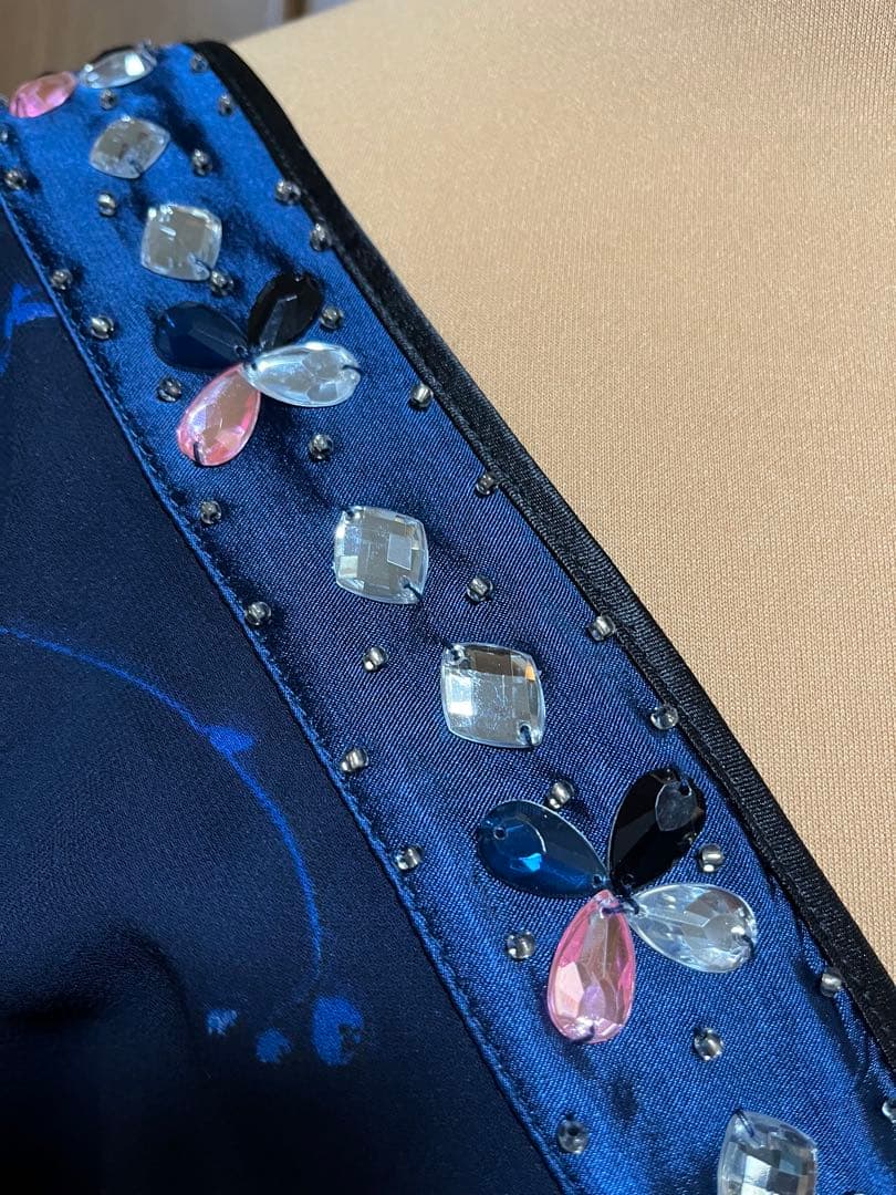 着物風ドレス　シフォンロングドレス　花魁ドレス　ブルー　RYUYU 流遊