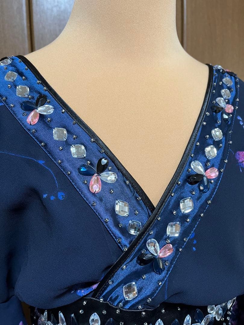 着物風ドレス　シフォンロングドレス　花魁ドレス　ブルー　RYUYU 流遊