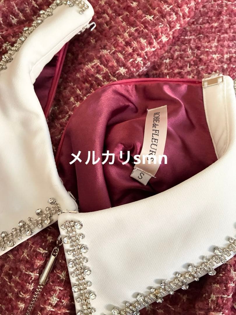 robe de fleurs ツイードドレス　S レッド　シュガー