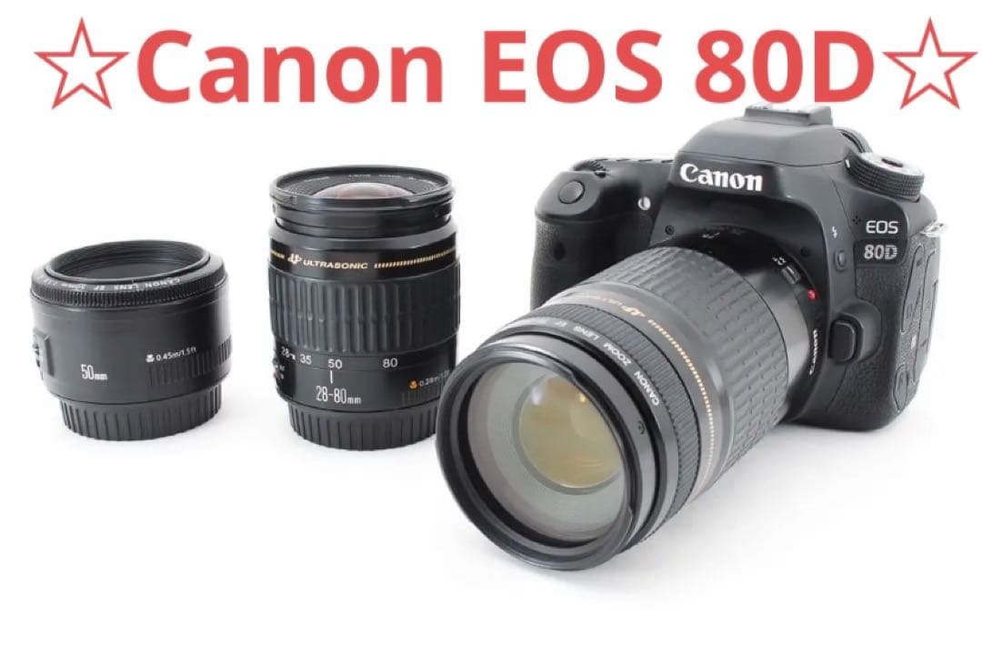 Canon EOS 80D一眼レフカメラ標準&望遠&単焦点トリプルレンズセット