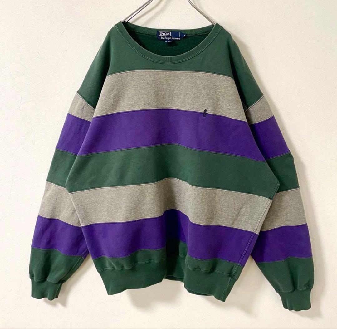 【超レア】90s Ralph Lauren 太ボーダー スウェット 切り替え