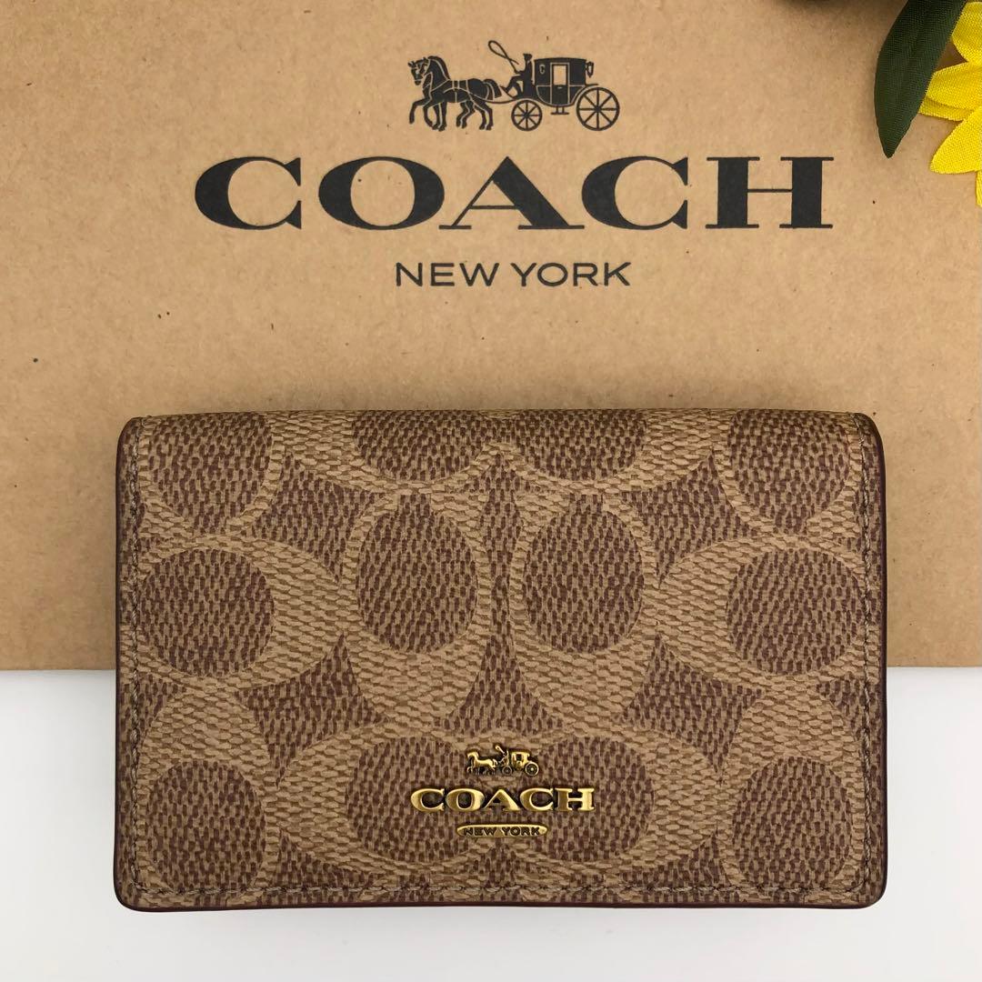 COACH ★大人気★ ビジネスカードケース シグネチャーキャンバス タン 新品