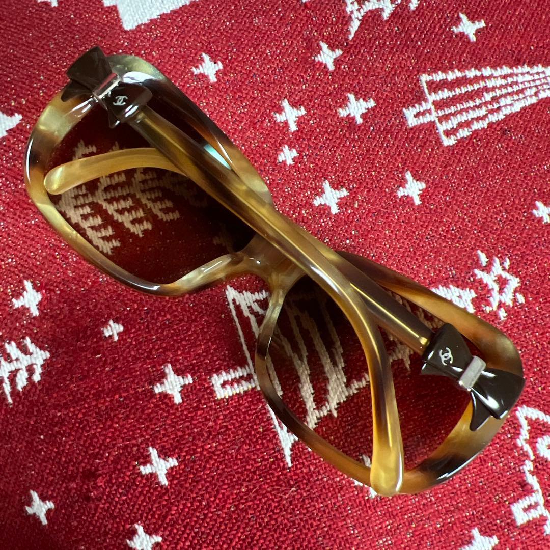 CHANEL サングラス べっ甲風 リボン ココマーク ブラウン 茶　シャネル