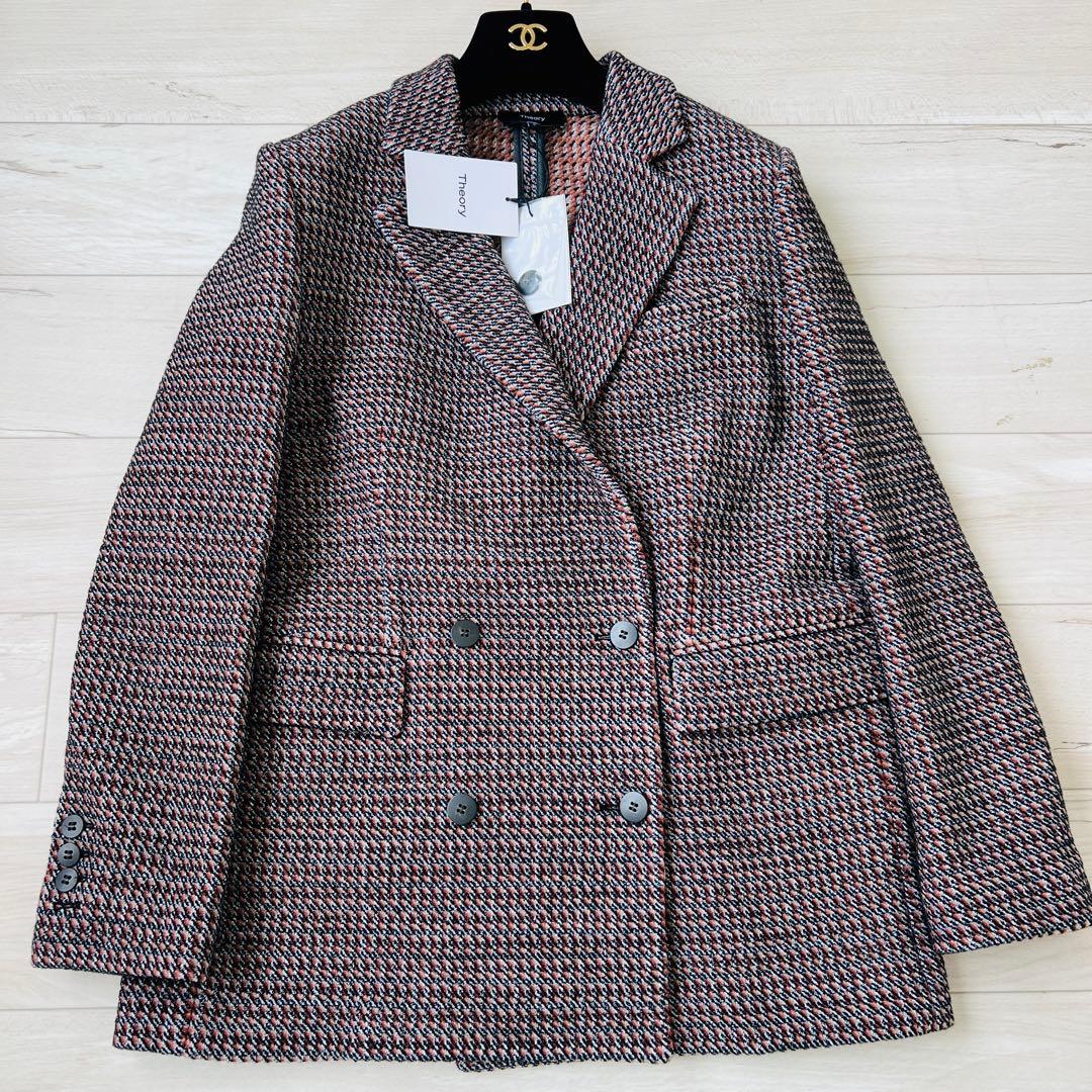 【未使用タグ付】セオリー　ツイルジャケット　　ダブルブレスト　千鳥　21AW