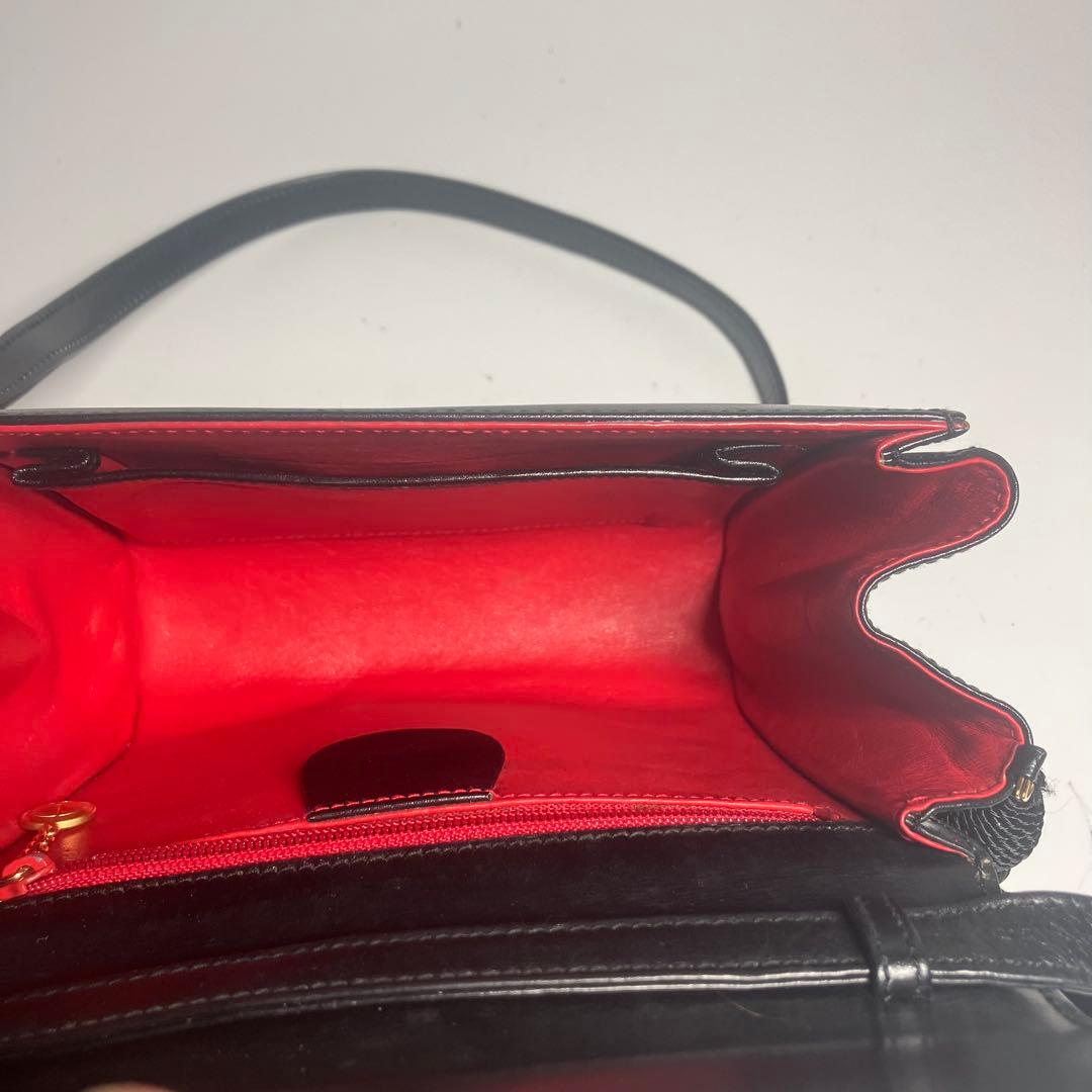 希少Gucci レザーショルダーバッグ ブラック オールドグッチ レアフォーマル