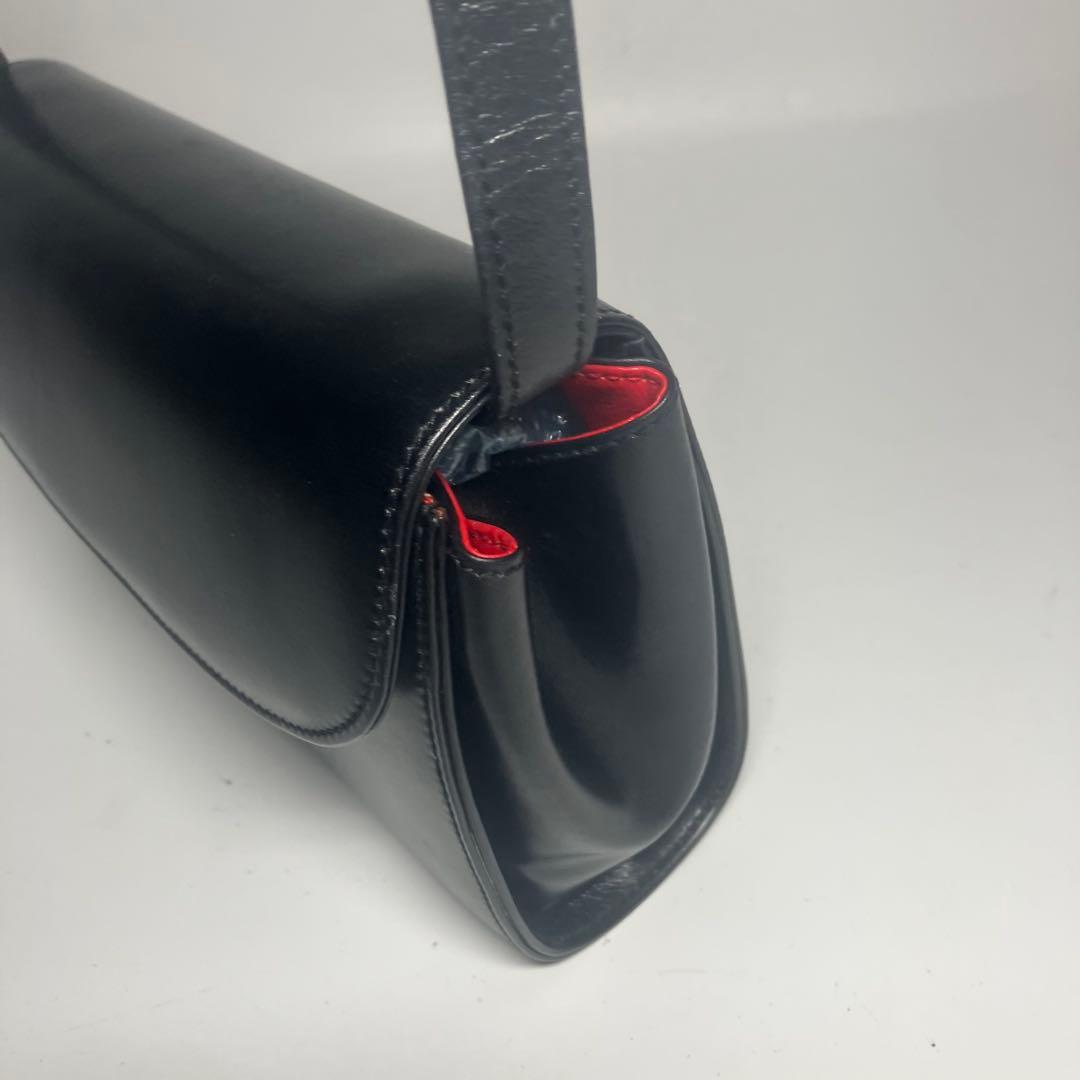 希少Gucci レザーショルダーバッグ ブラック オールドグッチ レアフォーマル