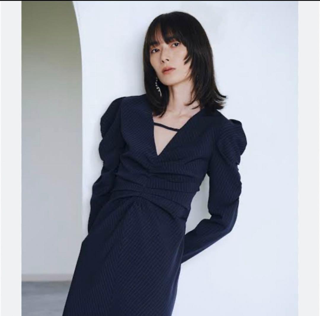 fray i.d パフスリーブシャーリングワンピース