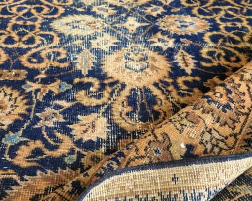 トルコ ヴィンテージラグ A30 レア ネイビー キャメル オレンジ ブルー