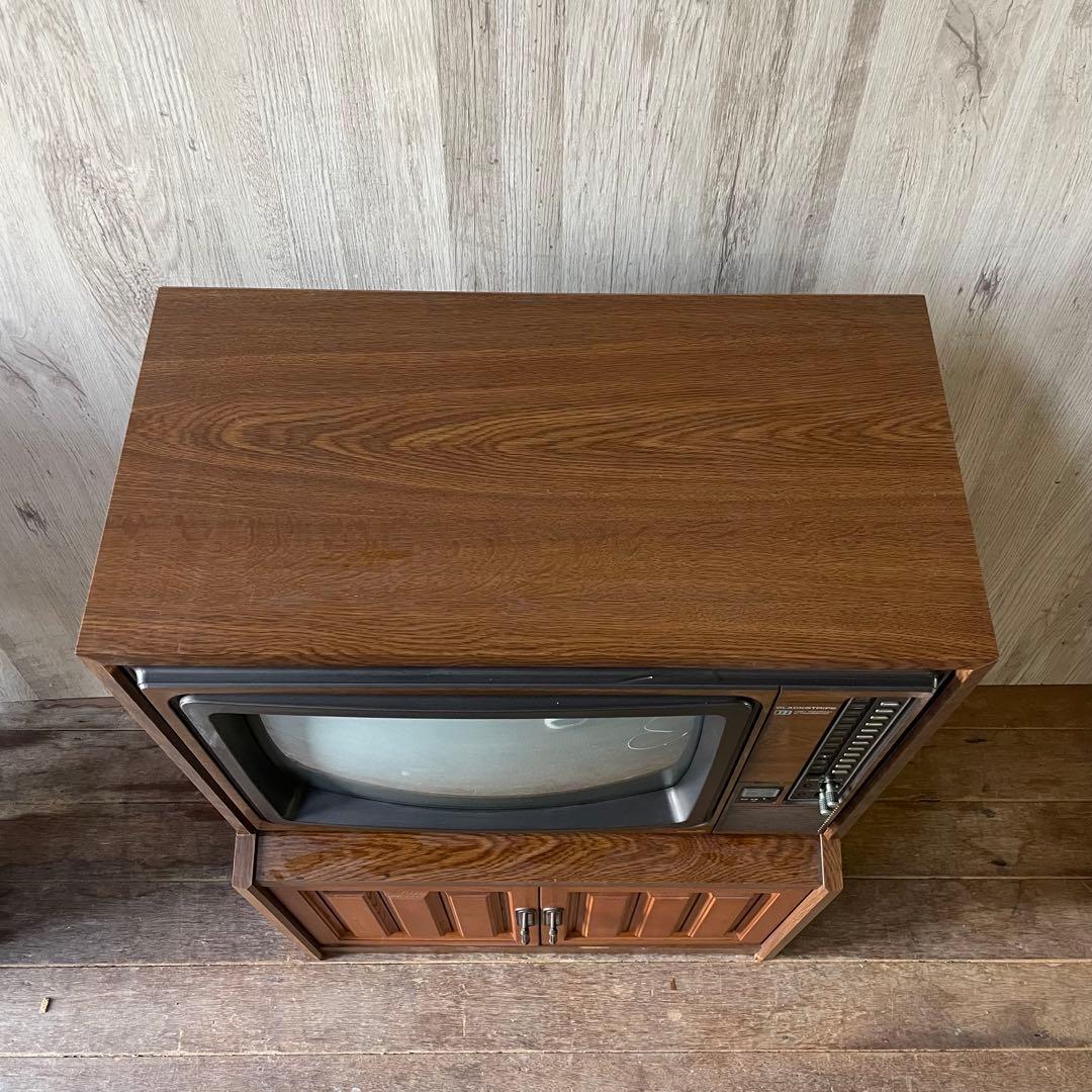 TOSHIBA 東芝18T387E ブラウン管テレビ 77年 専用テレビ台付