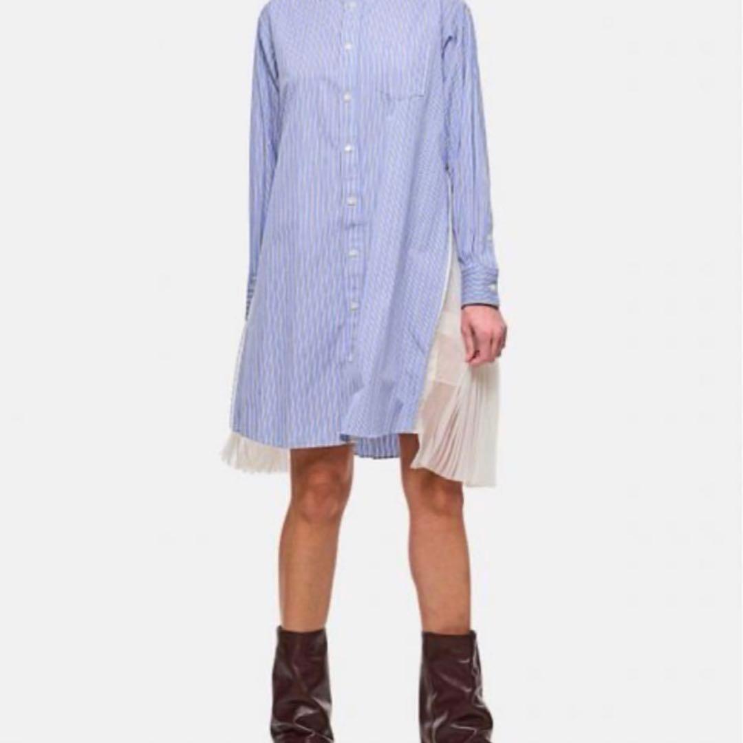 【美品】sacai サカイ サイドジッププリーツシャツワンピース