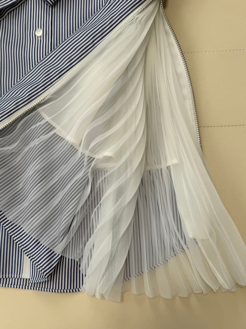 【美品】sacai サカイ サイドジッププリーツシャツワンピース