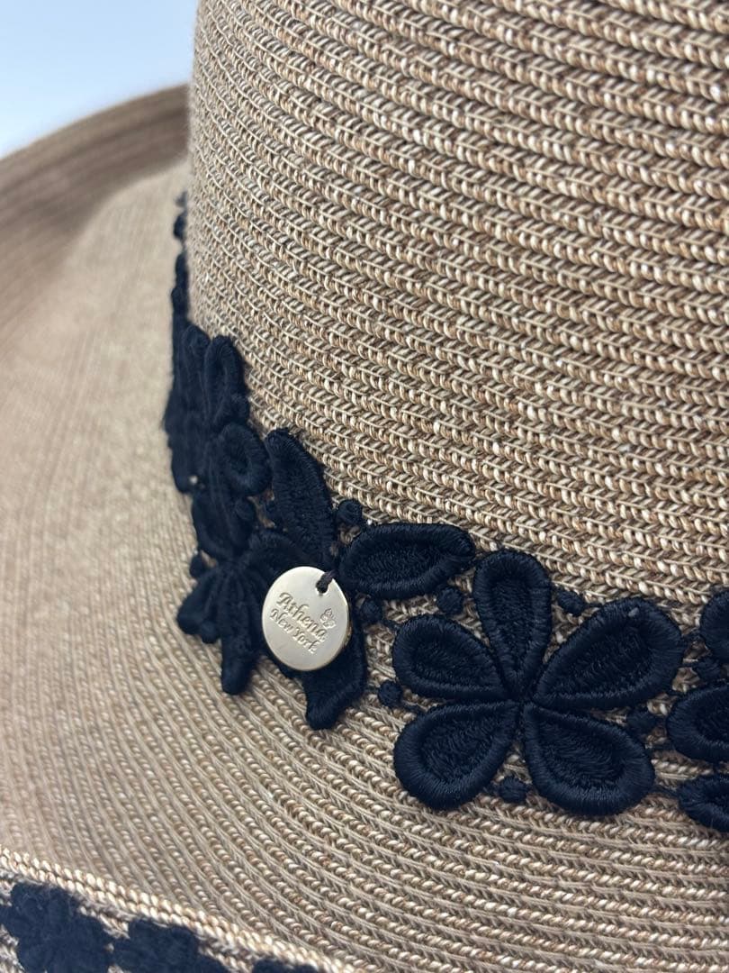 Athena New York アシーナニューヨーク 麦わら帽子 黒 レース