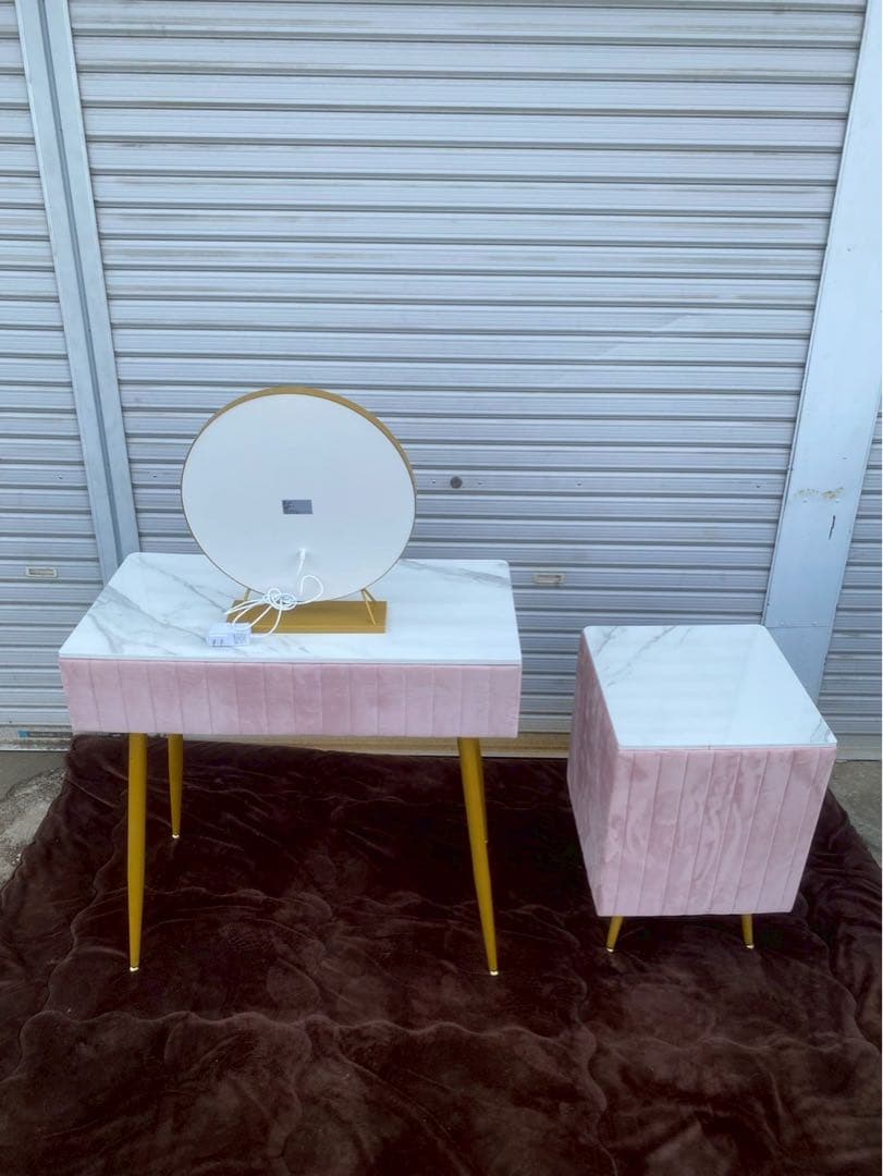 【雨宮】大理石風 ドレッサーセット 鏡付き※椅子はつきません。
