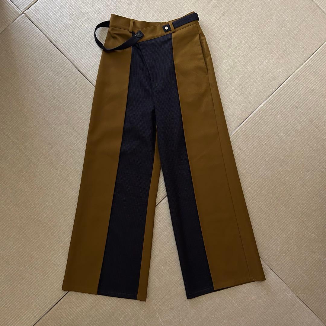 【美品】アシメベルテッドバイカラーパンツ／UNITED TOKYO