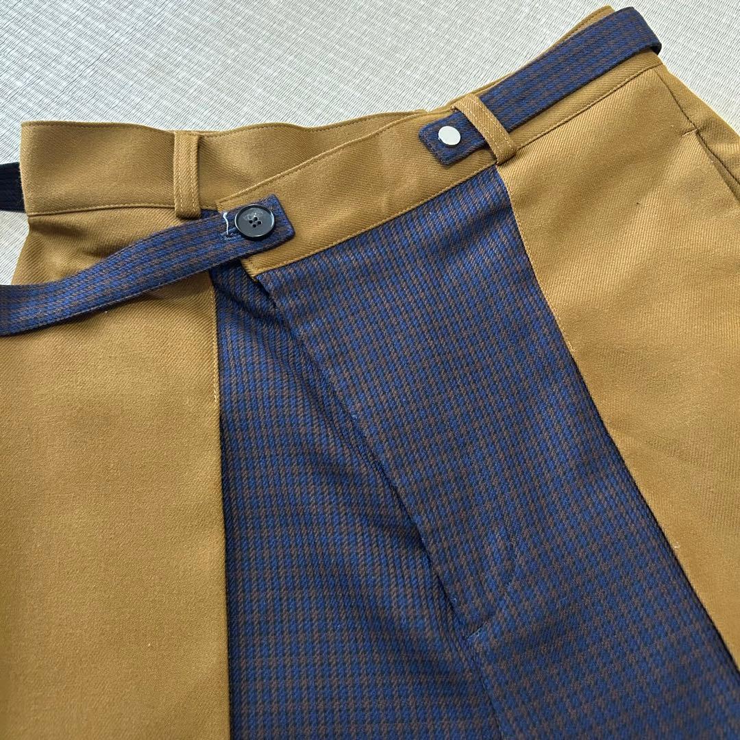 【美品】アシメベルテッドバイカラーパンツ／UNITED TOKYO