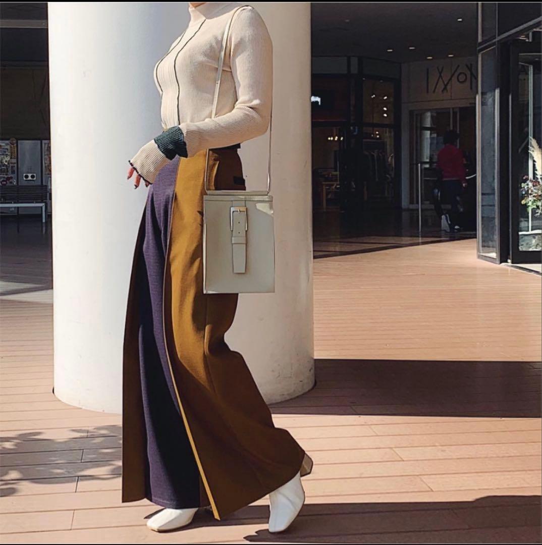 【美品】アシメベルテッドバイカラーパンツ／UNITED TOKYO