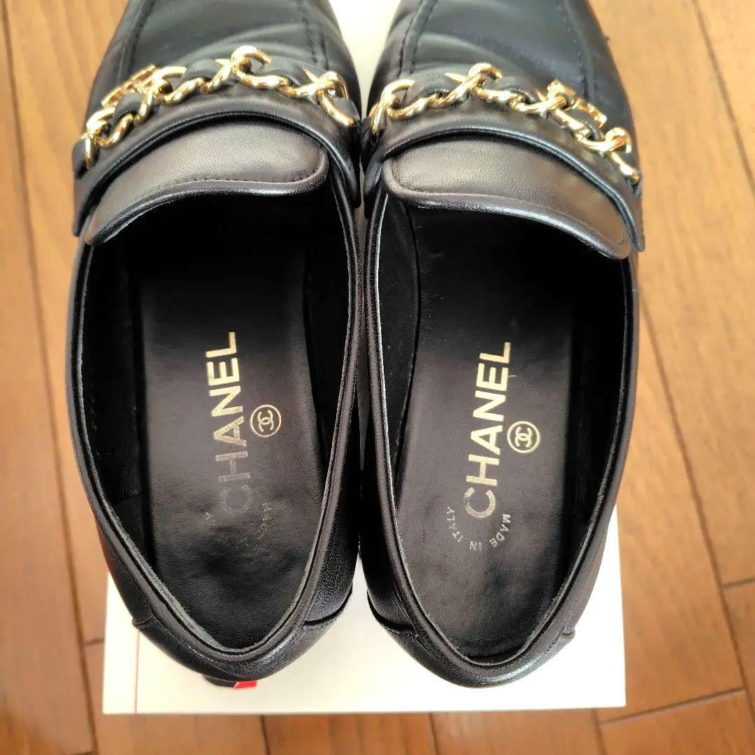 【正規品】シャネル　ココマーク チェーン ローファー G36420　黒　23.5