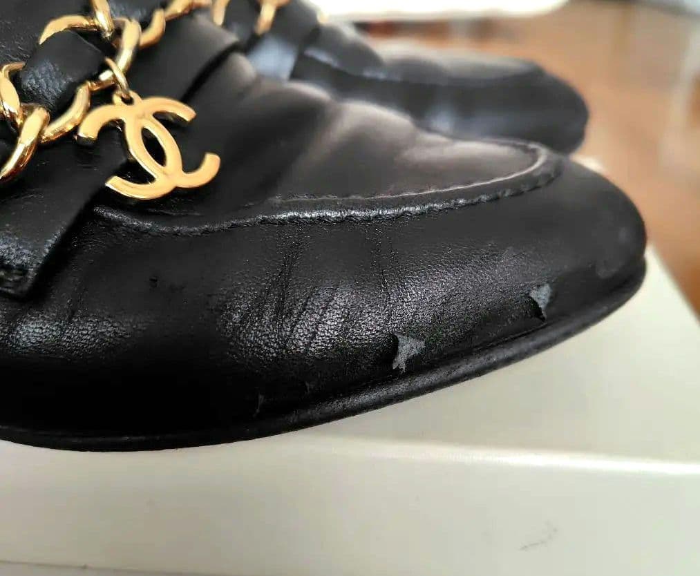 【正規品】シャネル　ココマーク チェーン ローファー G36420　黒　23.5