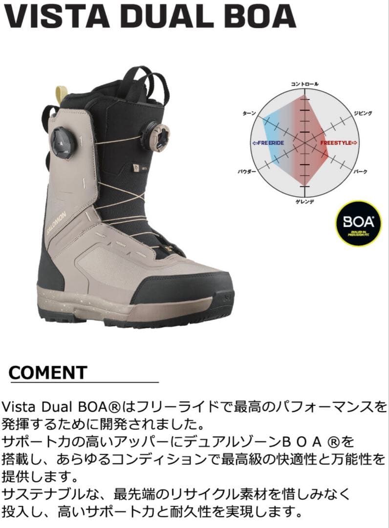 SALOMON VISTA DUAL BOA 23.5 スノボ　ブーツ