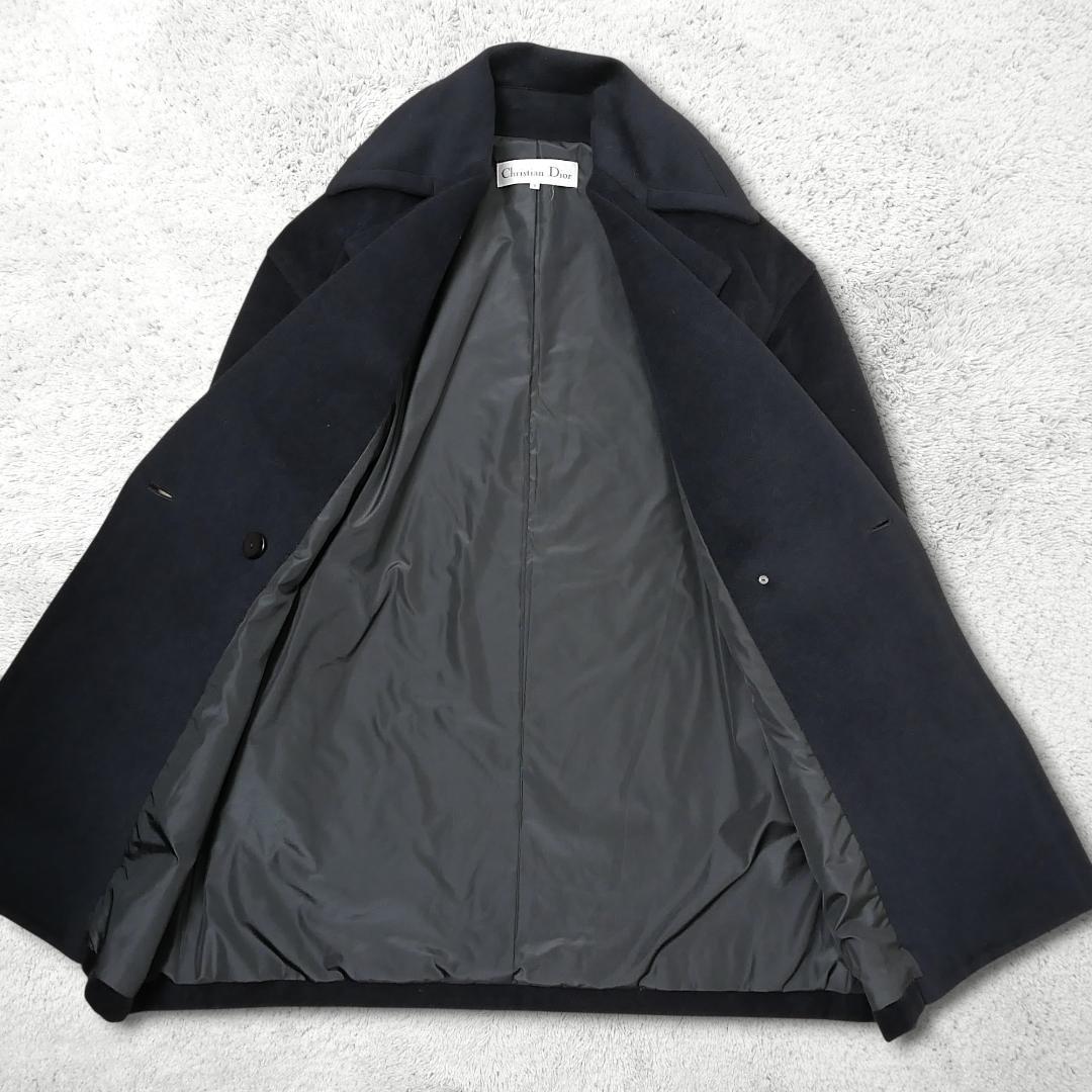 美品【クリスチャンディオール】アンゴラ混 ビッグカラーコート ダブル ブラック9