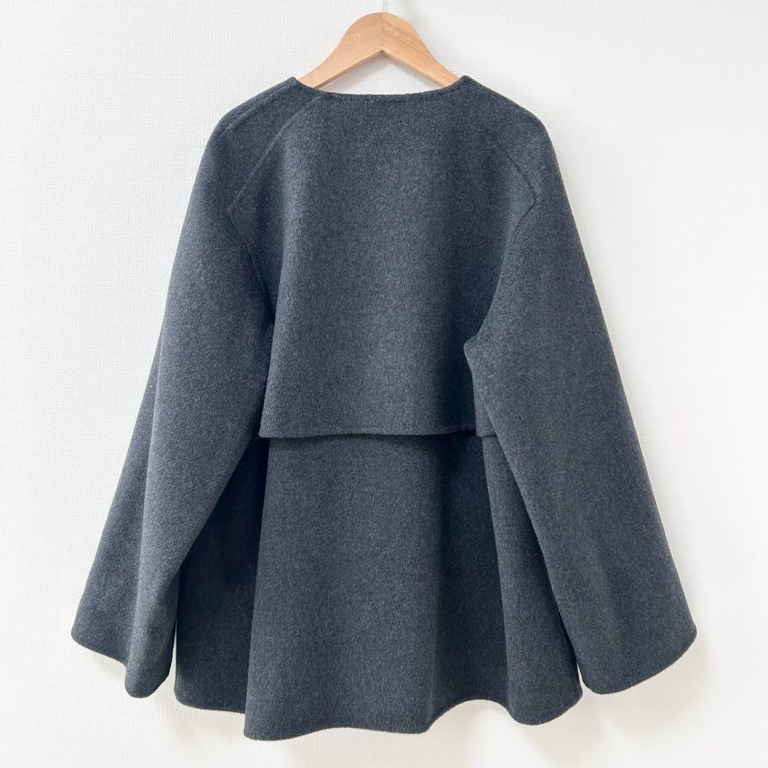 GALERIE VIE ウールダブルフェイス カラーレス ショートトレンチコート