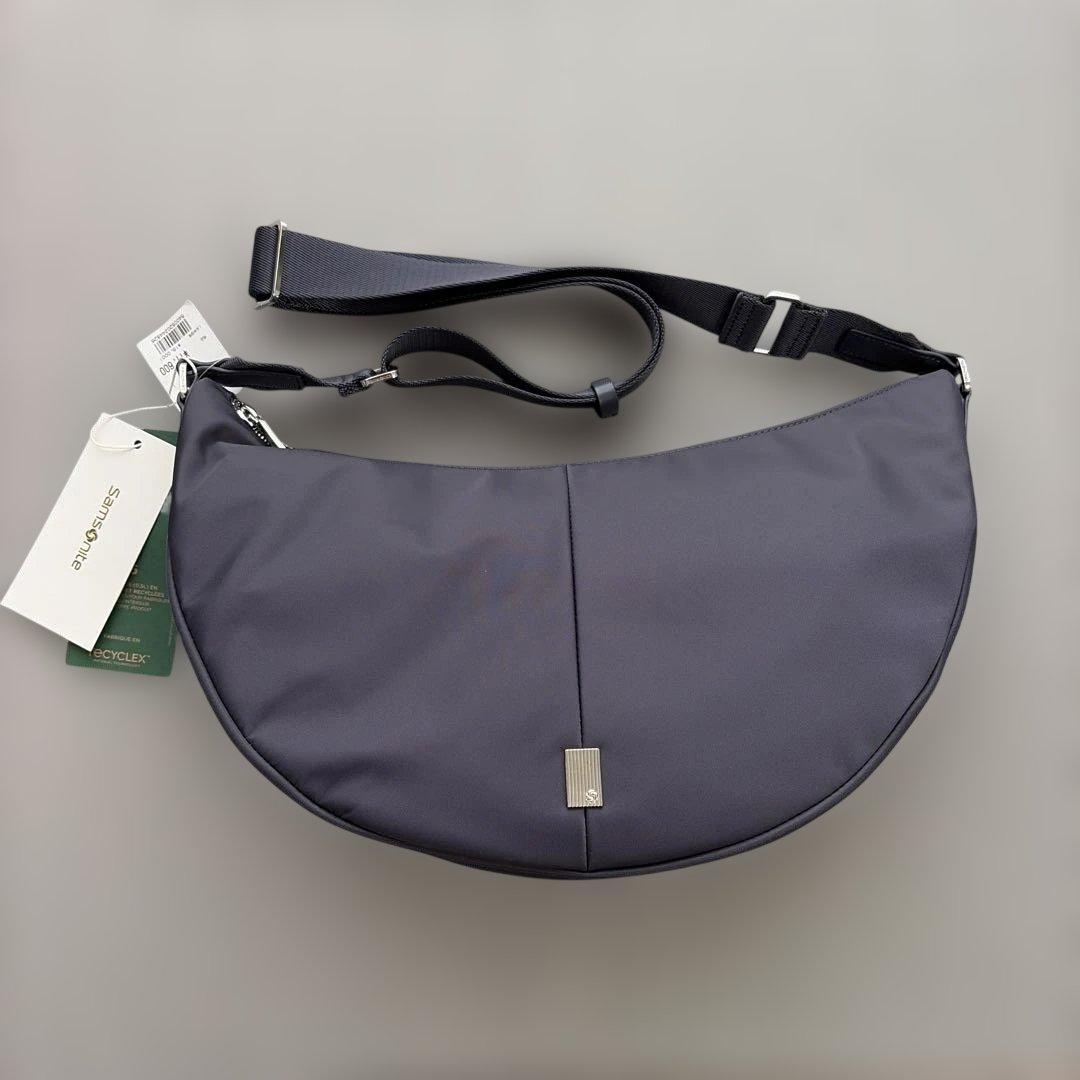 サムソナイト ネイビー ハーフムーン ショルダーバッグ 新品タグ付