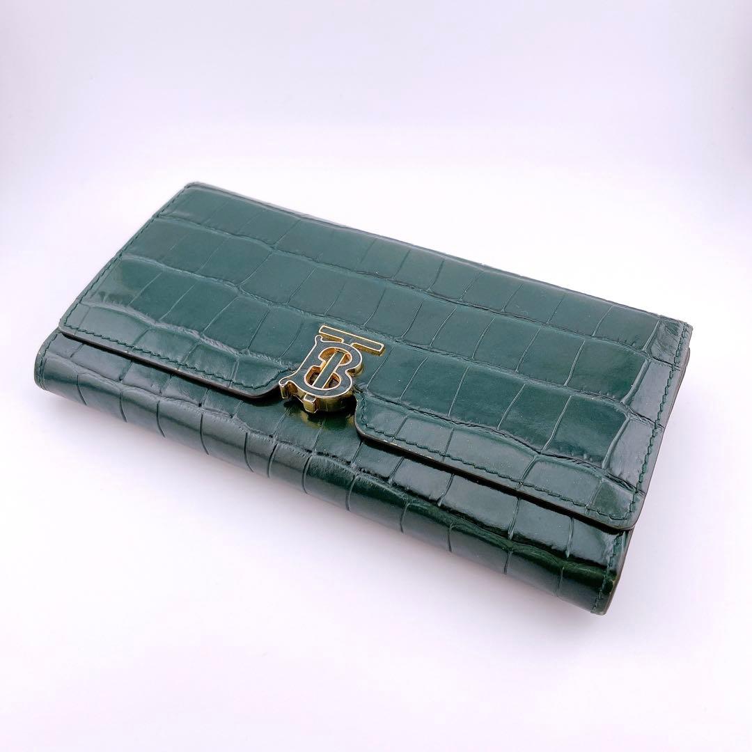 ★バーバリー★ 長財布 TB ロングウォレット 緑系 グリーン系