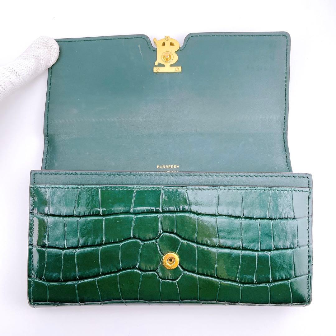 ★バーバリー★ 長財布 TB ロングウォレット 緑系 グリーン系