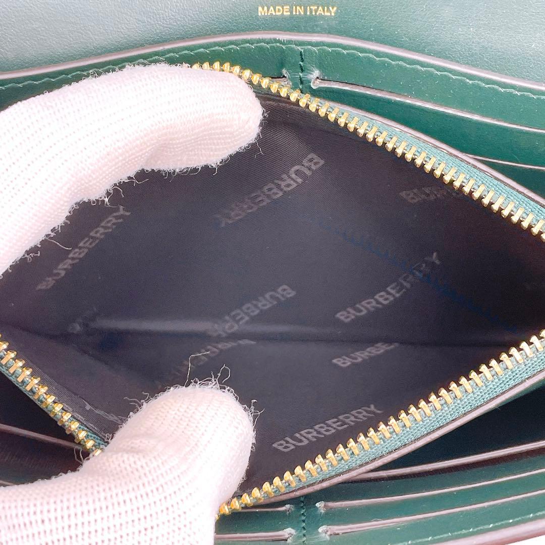 ★バーバリー★ 長財布 TB ロングウォレット 緑系 グリーン系