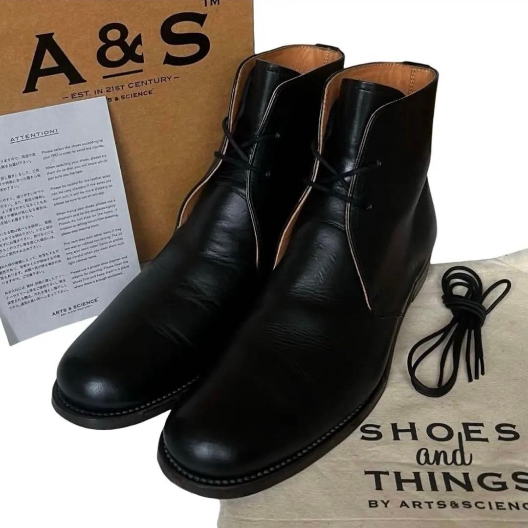 美品 ARTS&SCIENCE 24.5 レザー ハイカット チャッカブーツ 黒