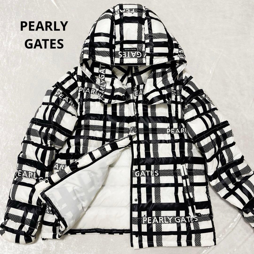 PEARLY GATES チェック柄 ダウンジャケット ゴルフ ロゴ　ワッペン