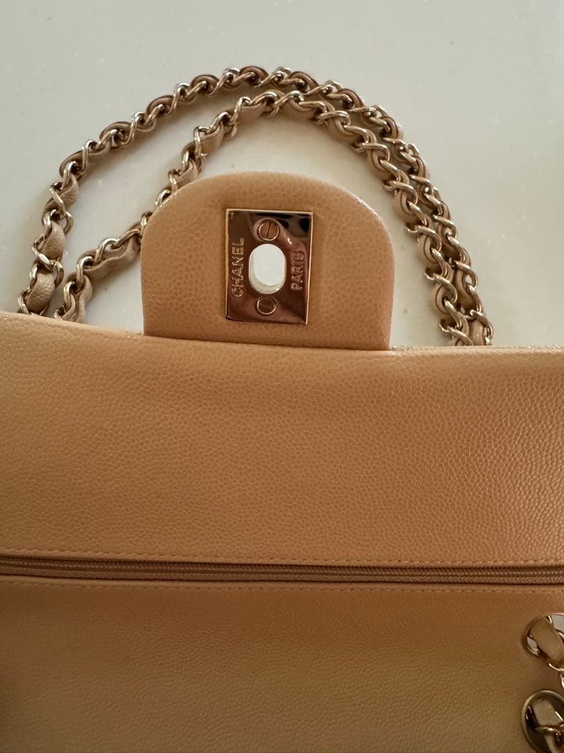 CHANEL ベージュ キルティングショルダーバッグ