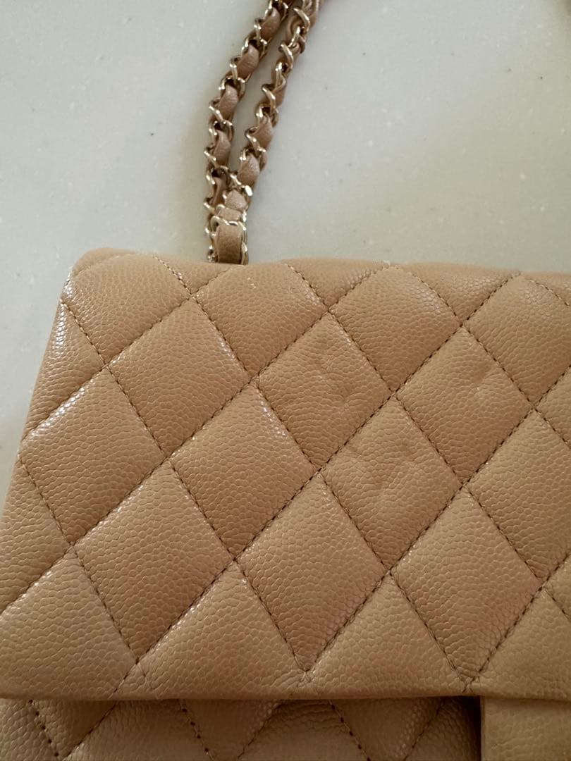 CHANEL ベージュ キルティングショルダーバッグ