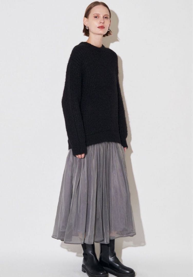 極美品elendeekエレンディークブラッシュヤーンニットドッキングワンピース