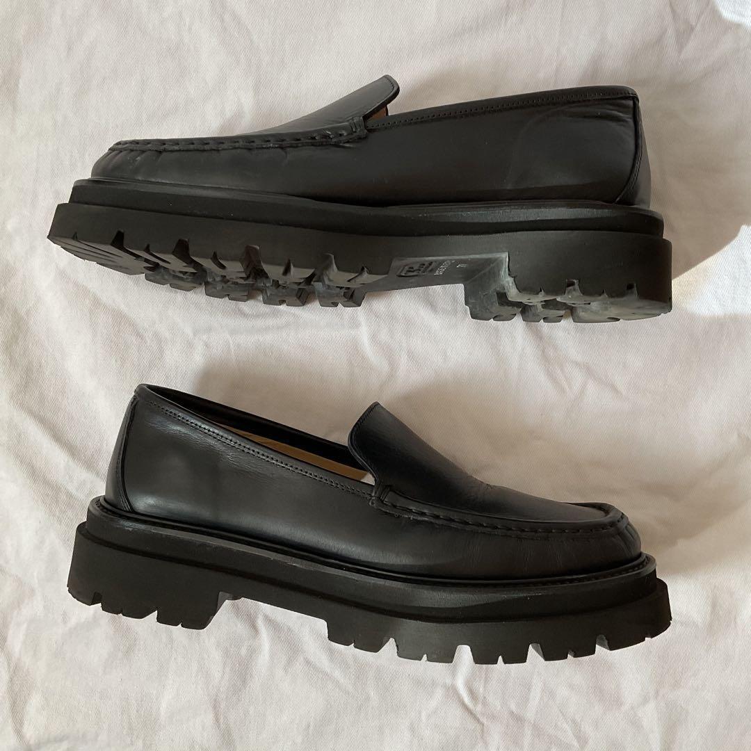 美品 パスクッチ 37 23.5 ローファー 厚底 ボリュームソール レザー 黒