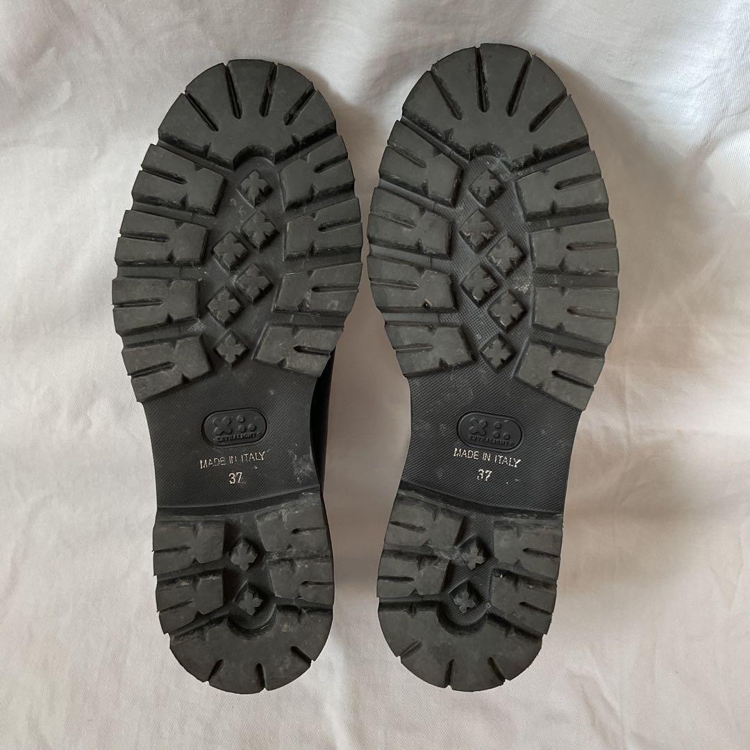 美品 パスクッチ 37 23.5 ローファー 厚底 ボリュームソール レザー 黒