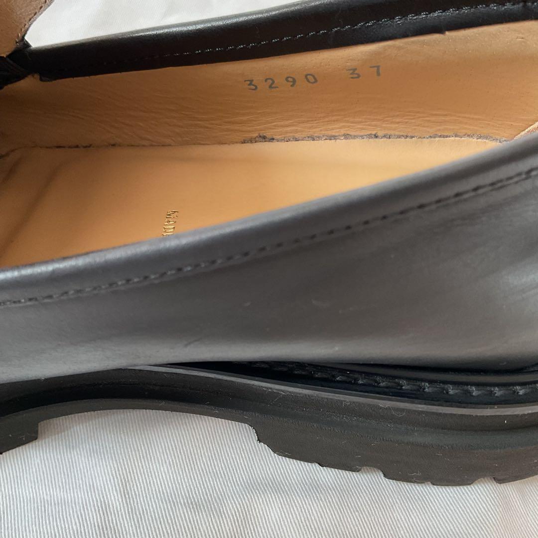 美品 パスクッチ 37 23.5 ローファー 厚底 ボリュームソール レザー 黒