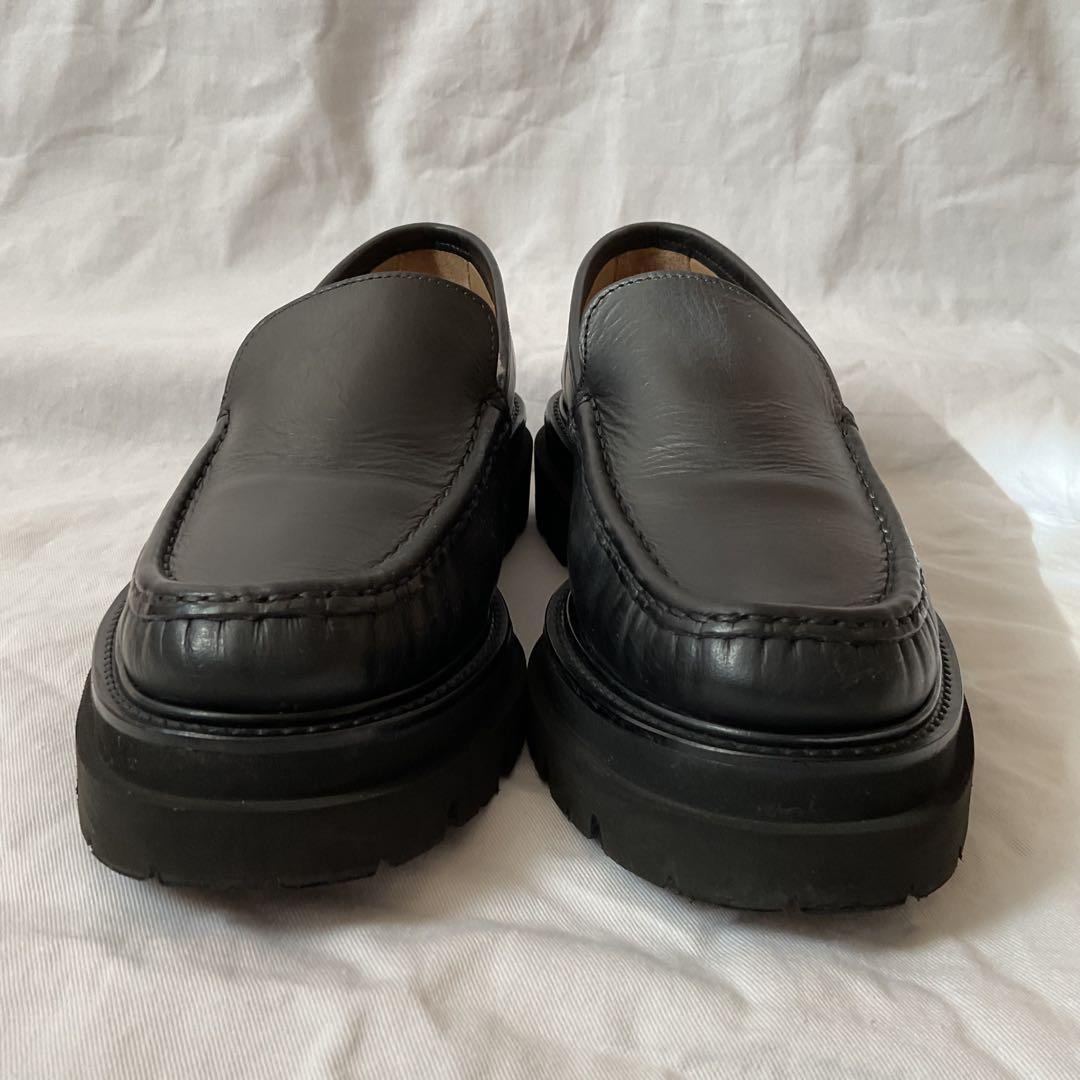 美品 パスクッチ 37 23.5 ローファー 厚底 ボリュームソール レザー 黒