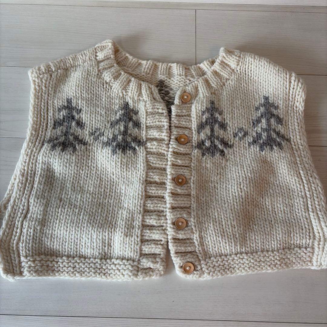 美品　TSUHARU ツハルSM2 【ペルーニット】前後着ジャカードニットベスト