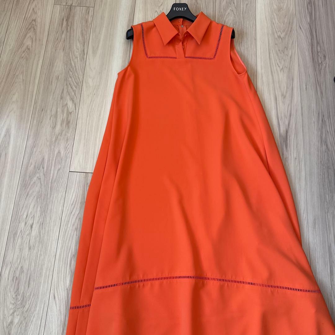 FOXY ノースリーブオレンジロングワンピース