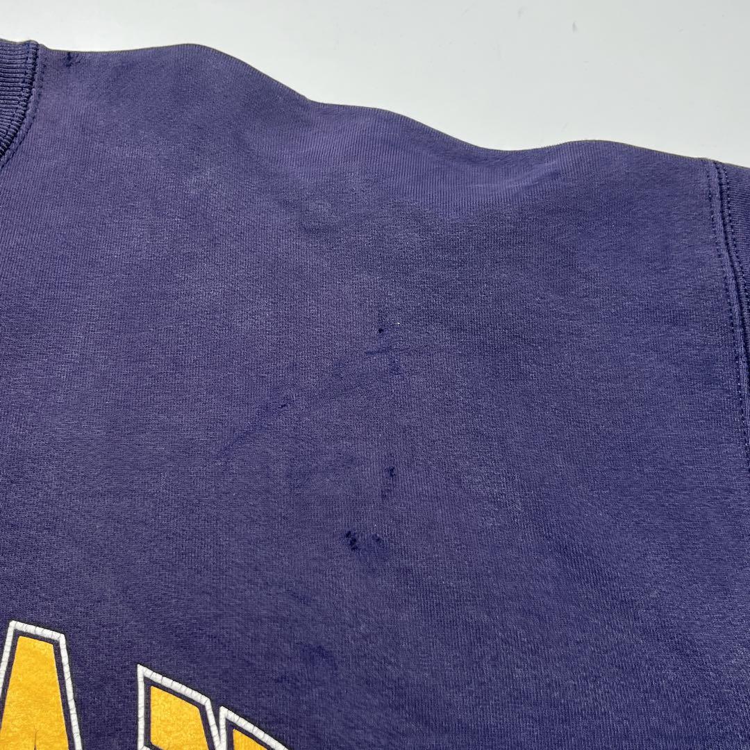 90s ラッセル USA製 リバースウィーブ型 ナス紺 ミシガン 前V 7668