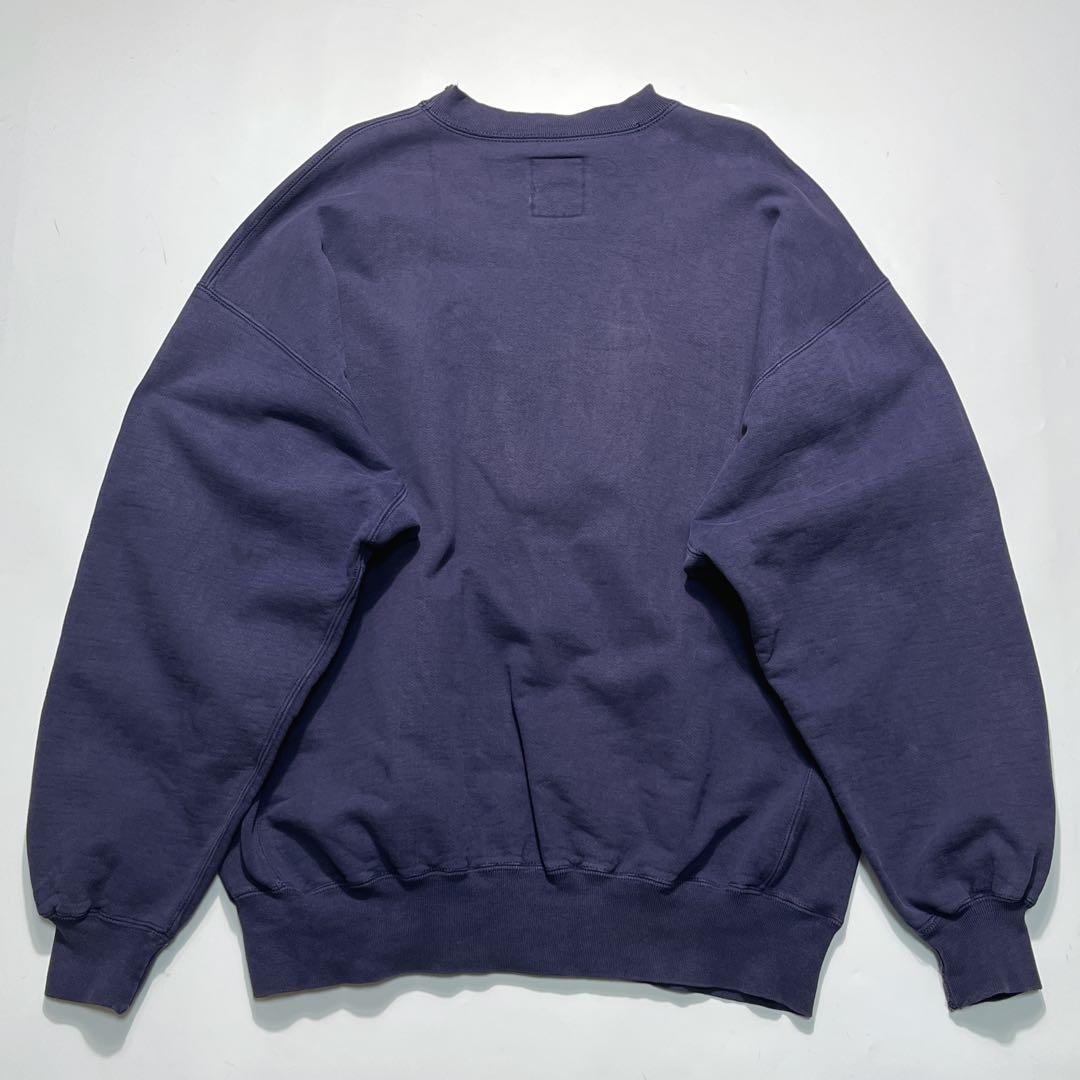 90s ラッセル USA製 リバースウィーブ型 ナス紺 ミシガン 前V 7668