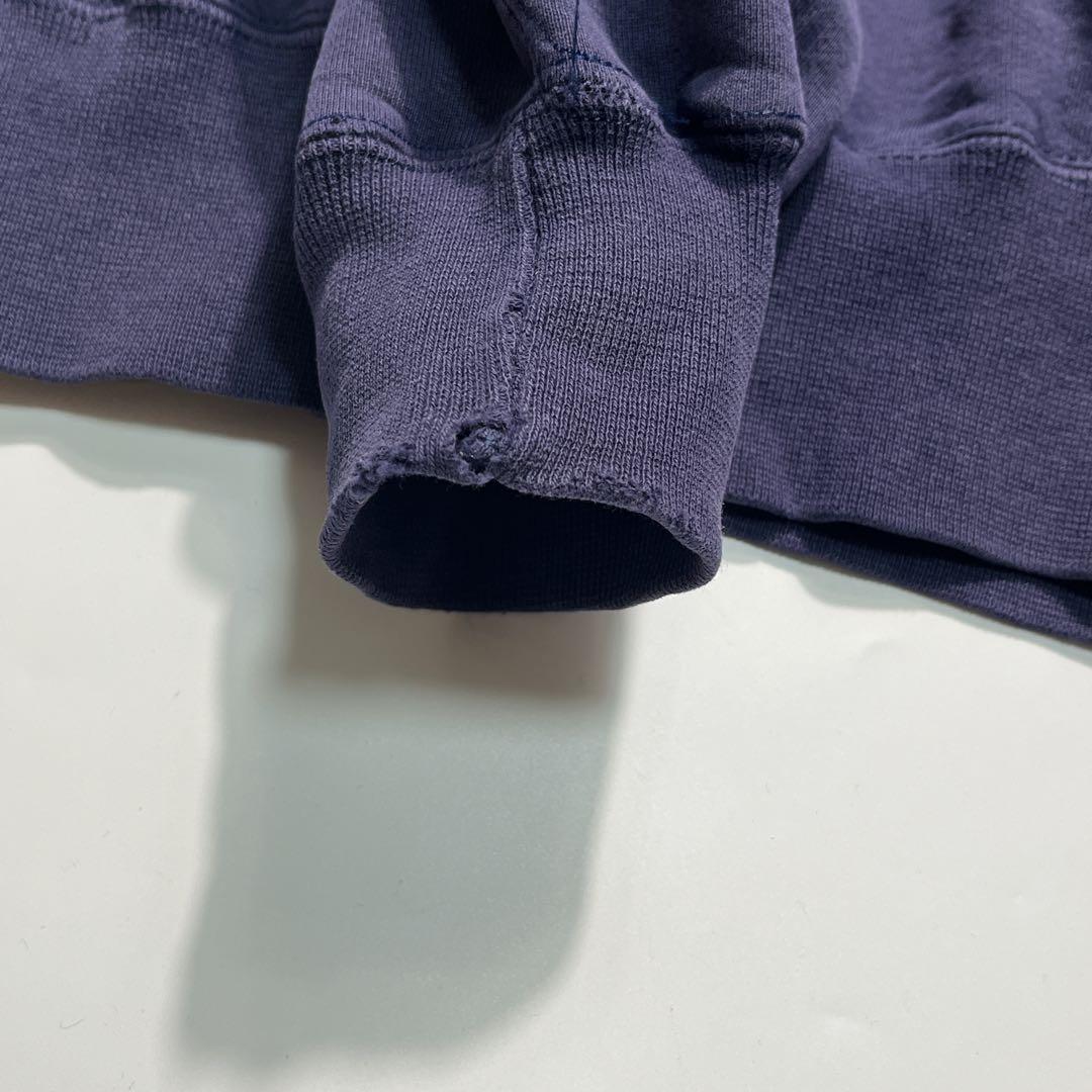 90s ラッセル USA製 リバースウィーブ型 ナス紺 ミシガン 前V 7668