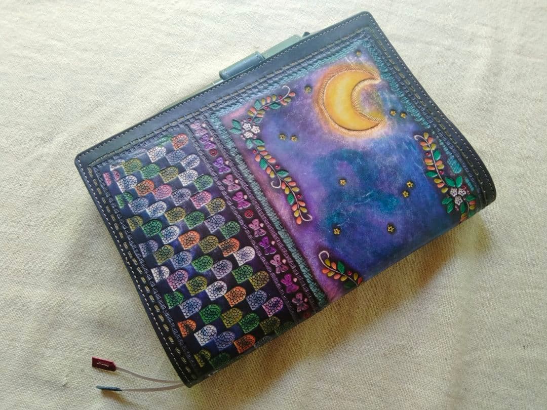 ほぼ日手帳カズン対応　A5サイズ手帳カバー　レザー刻印＆拭き染め