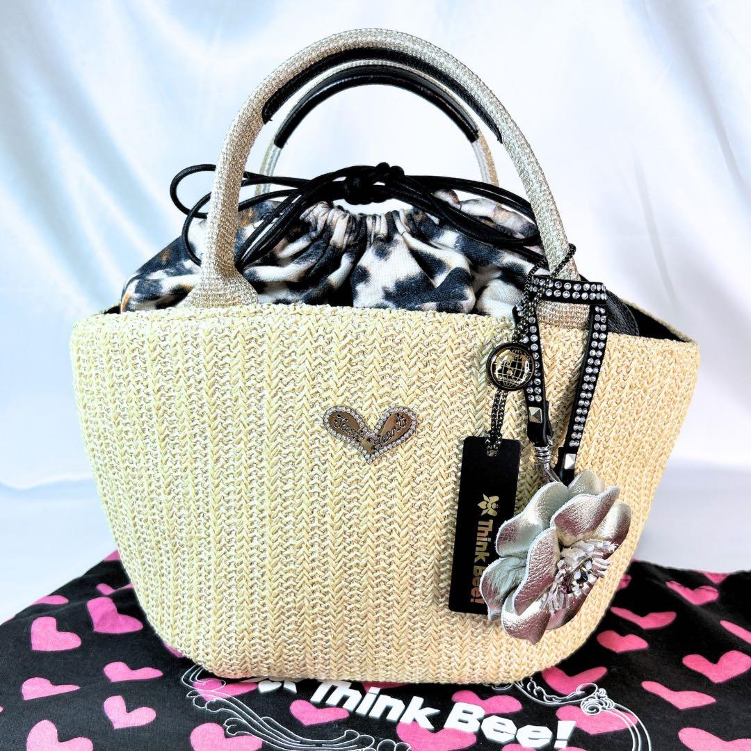 【現行 未使用】 シンクビー かごバッグ バッソサバーナ 巾着 ハート ベージュ