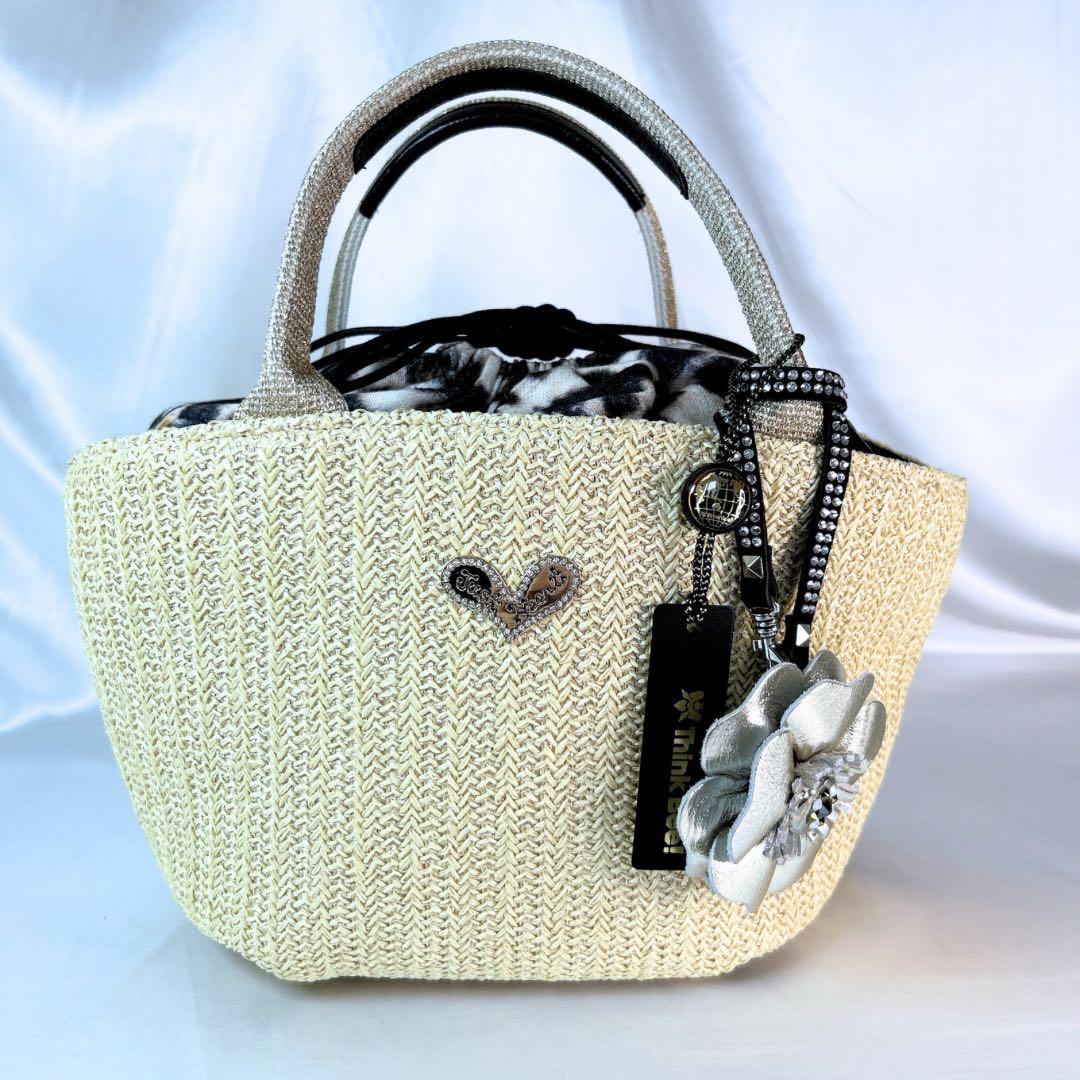 【現行 未使用】 シンクビー かごバッグ バッソサバーナ 巾着 ハート ベージュ