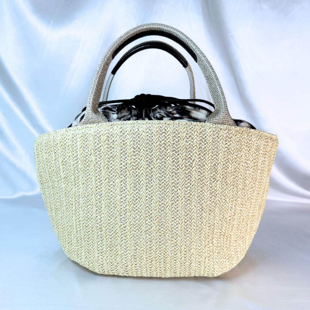 【現行 未使用】 シンクビー かごバッグ バッソサバーナ 巾着 ハート ベージュ